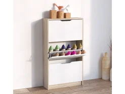 Zapatera abatible sonoma/blanco 59x22x105 luca
