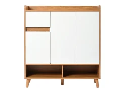 Zapatero - 90 x 35 x 99 cm - con estantes ajustables + 1 cajón + 3 puertas - aglomerado - blanco