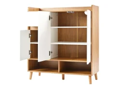 Zapatero - 90 x 35 x 99 cm - con estantes ajustables + 1 cajón + 3 puertas - aglomerado - blanco