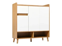 Zapatero - 90 x 35 x 99 cm - con estantes ajustables + 1 cajón + 3 puertas - aglomerado - blanco