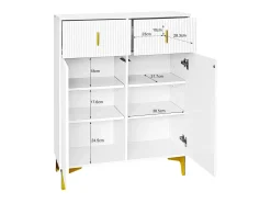 Zapatero - 83 x 35 x 101 cm - con 2 puertas + 2 cajones + estantes regulables - aglomerado - blanco