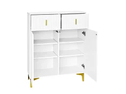 Zapatero - 83 x 35 x 101 cm - con 2 puertas + 2 cajones + estantes regulables - aglomerado - blanco