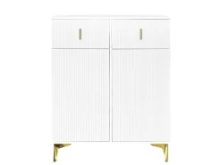 Zapatero - 83 x 35 x 101 cm - con 2 puertas + 2 cajones + estantes regulables - aglomerado - blanco