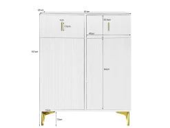 Zapatero - 83 x 35 x 101 cm - con 2 puertas + 2 cajones + estantes regulables - aglomerado - blanco