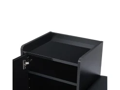 Zapatero - 120 x 35 x 71,5 cm - con asiento tapizado + espacio de almacenaje - aglomerado - negro