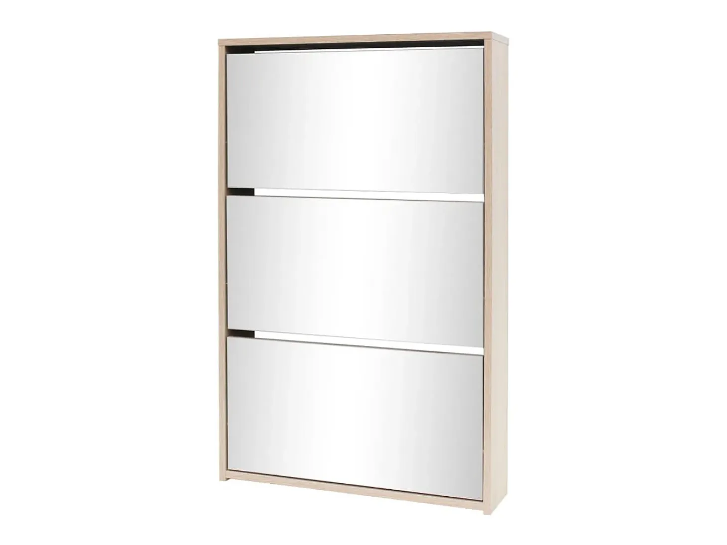 Zapatero 3 estantes Espejo 63x17x102,5 cm Roble