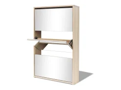 Zapatero 3 estantes Espejo 63x17x102,5 cm Roble