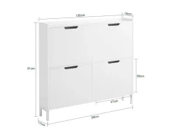 Zapatero 4 solapas Armario de entrada Zapatero Estrecho Organizador 100 x 19 x 91 cm FSR100-W SoBuy ES
