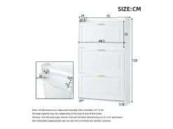 Zapatero 70 x 24 x 120 cm con 6 compartimentos - Blanco