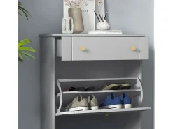 Zapatero Afternoon Homcom cajón con 2 puertas gris 98,5x60x23,5 cm