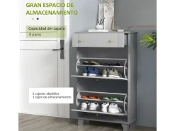 Zapatero Afternoon Homcom cajón con 2 puertas gris 98,5x60x23,5 cm