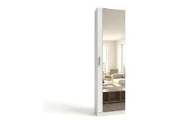 Zapatero alto de 1 puerta con espejo en blanco brillo 180x50 cm Roma Blanco Brillo