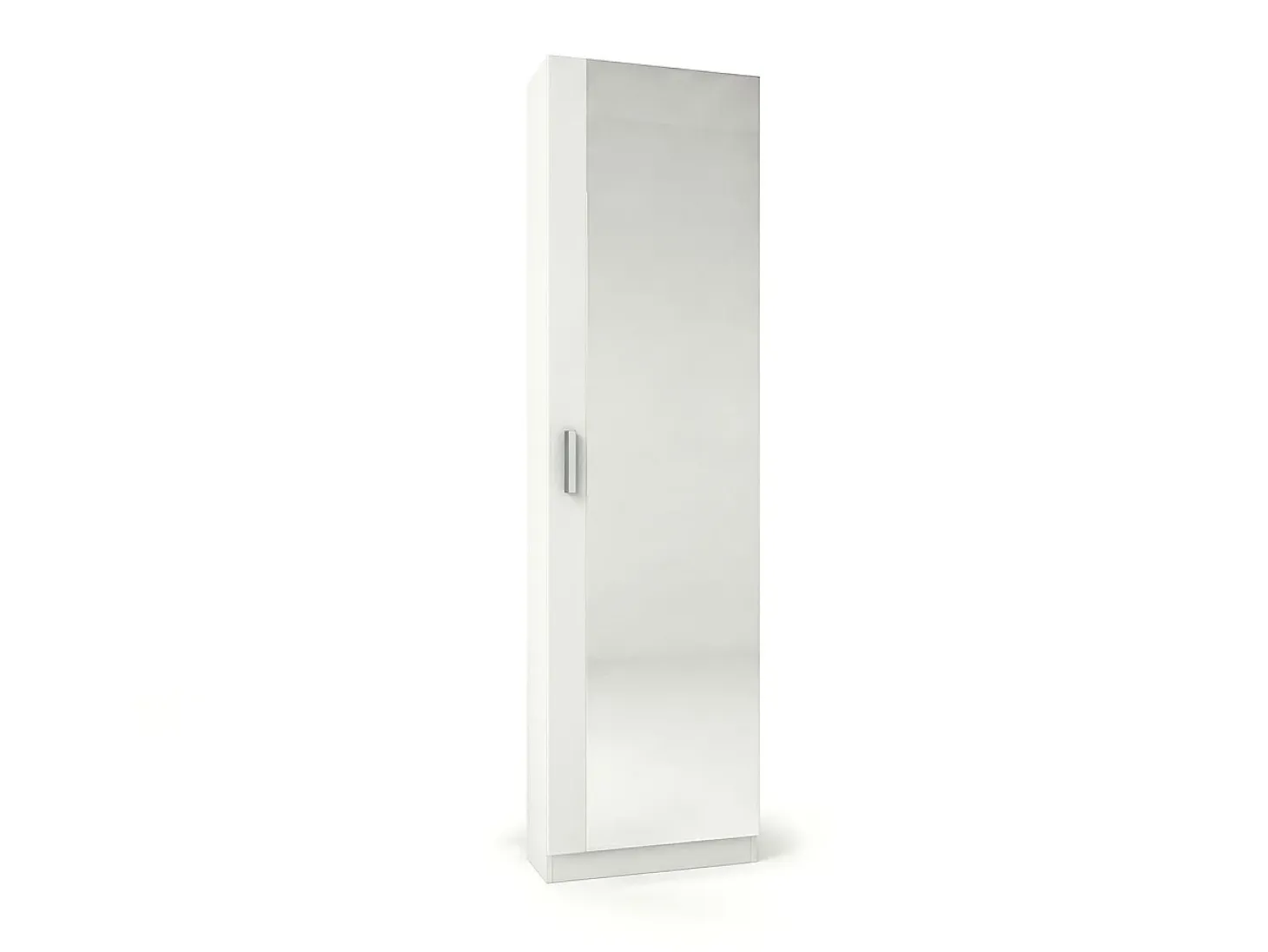Zapatero alto de 1 puerta con espejo en blanco brillo 180x50 cm Roma Blanco Brillo