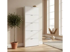 Zapatero alto Pasillo Blanco Brillo 5 Puertas 180x70x17 cm