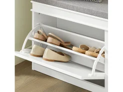 Zapatero Banco con 2 cajones,Banco con almacenaje,L104 x P24 x H52cm 2 Cajones Blanco FSR64-W SoBuy ES