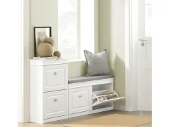 Zapatero Banco con 2 cajones,Banco con almacenaje,L104 x P24 x H52cm 2 Cajones Blanco FSR64-W SoBuy ES