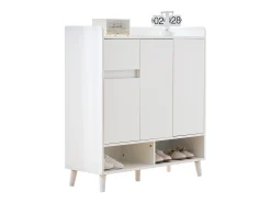 Zapatero blanco - Zapatero con 1 cajón y 3 puertas - estantes regulables y almacenaje abierto