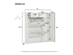 Zapatero blanco - Zapatero con 2 cajones y 1 puerta - 2 zapateros abatibles - para salón y dormitorio