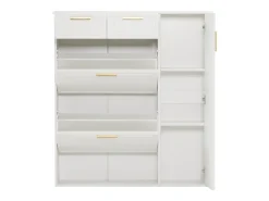 Zapatero blanco - Zapatero con 2 cajones y 1 puerta - 2 zapateros abatibles - para salón y dormitorio