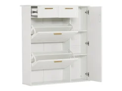 Zapatero blanco - Zapatero con 2 cajones y 1 puerta - 2 zapateros abatibles - para salón y dormitorio