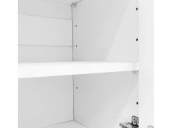 Zapatero blanco - Zapatero con 2 puertas y 2 cajones - iluminación LED y almacenaje abierto - para salones y entradas