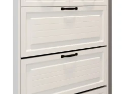 Zapatero blanco - Zapatero con 2 cajones y 3 puertas - 8 ganchos - para entrada y dormitorio