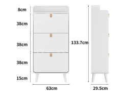 Zapatero blanco - Zapatero con 3 cajones plegables y compartimento superior - para entrada y dormitorio