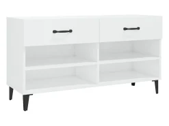 Zapatero Blanco brillo 102x35x55 cm Madera de ingeniería
