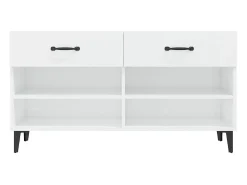 Zapatero Blanco brillo 102x35x55 cm Madera de ingeniería