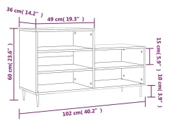 Zapatero Blanco brillo 102x36x60 cm Madera de ingeniería