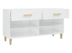 Zapatero Blanco brillo 102x35x55 cm Madera de ingeniería