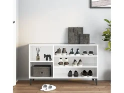 Zapatero Blanco brillo 102x36x60 cm Madera de ingeniería