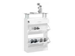 Zapatero Blanco brillo 63x24x104 cm Madera de ingeniería