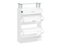 Zapatero Blanco brillo 63x24x104 cm Madera de ingeniería
