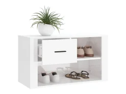 Zapatero Blanco brillo 80x35x45 cm Madera de ingeniería