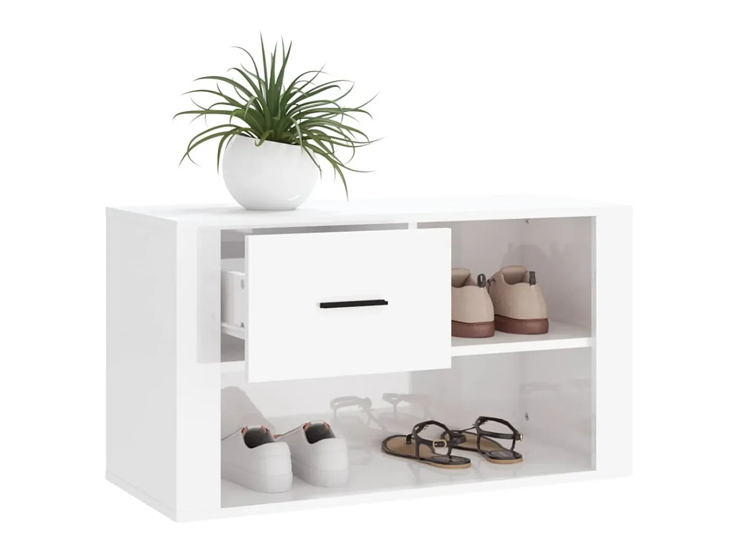 Zapatero Blanco brillo 80x35x45 cm Madera de ingeniería