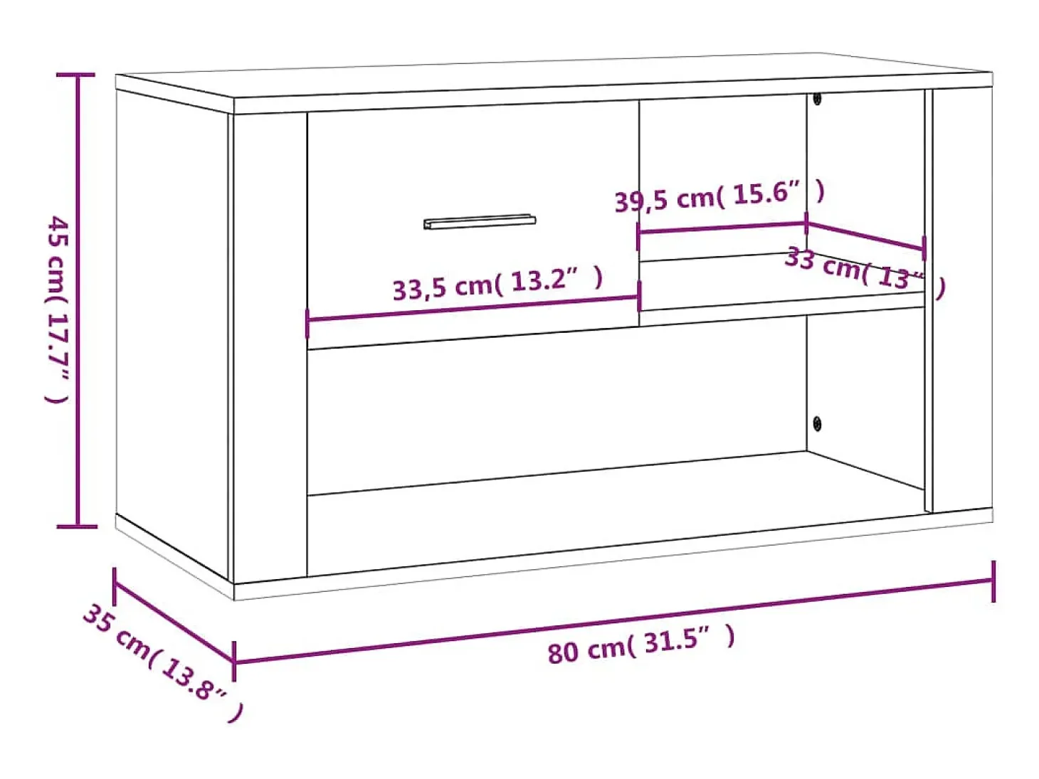 Zapatero Blanco brillo 80x35x45 cm Madera de ingeniería