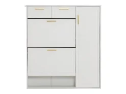 Zapatero blanco con 2 cajones, 2 aletas y 1 puerta 95x24x107cm