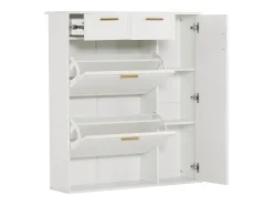 Zapatero blanco con 2 cajones, 2 aletas y 1 puerta 95x24x107cm