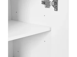 Zapatero blanco con 2 puertas y estantes regulables, tiradores dorados - adecuado para salones y entradas