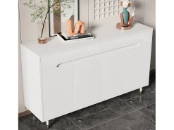 Zapatero blanco con 4 puertas y 2 cajones, estantes regulables