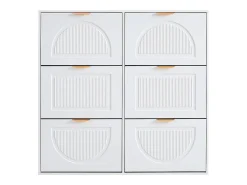 Zapatero blanco con 6 puertas abatibles, 118x25x115 cm