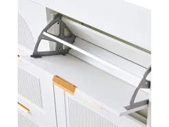 Zapatero blanco con 6 puertas abatibles, 118x25x115 cm