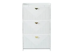 Zapatero blanco con 3 puertas abatibles y 6 compartimentos