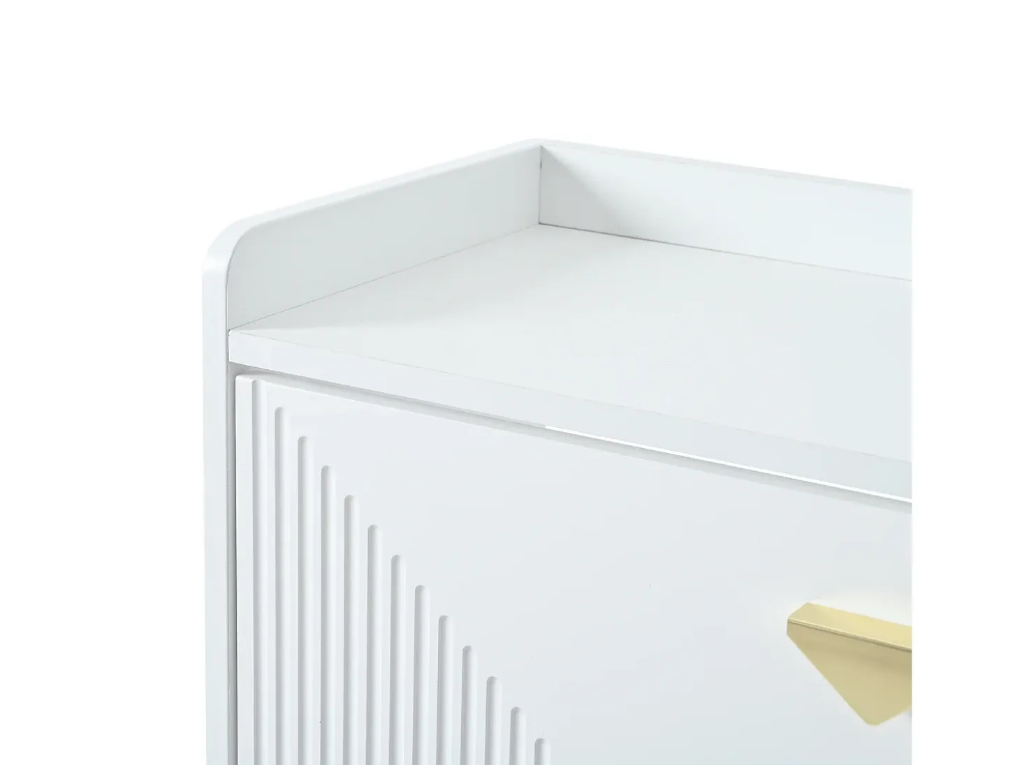 Zapatero blanco con 3 puertas abatibles y 6 compartimentos