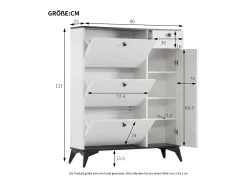 Zapatero blanco con 3 puertas, 1 cajón y 1 puerta, estilo moderno, ideal para la entrada o el salón