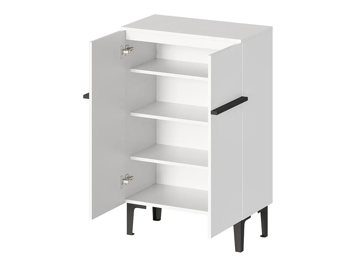 Zapatero blanco con 2 puertas - estantes regulables 60 × 34,5 x 95 cm