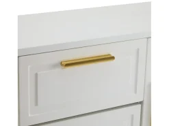 Zapatero blanco con estantes, cajones y puertas ajustables, con tiradores dorados - para la entrada