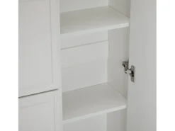 Zapatero blanco con estantes, cajones y puertas ajustables, con tiradores dorados - para la entrada