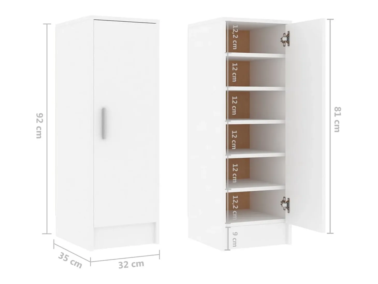 Zapatero blanco 32x35x92 cm Aglomerado